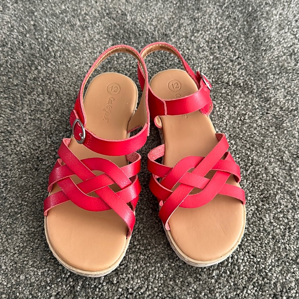 Girls Cat and Jack sandals. Size 12, smoke and pet free home